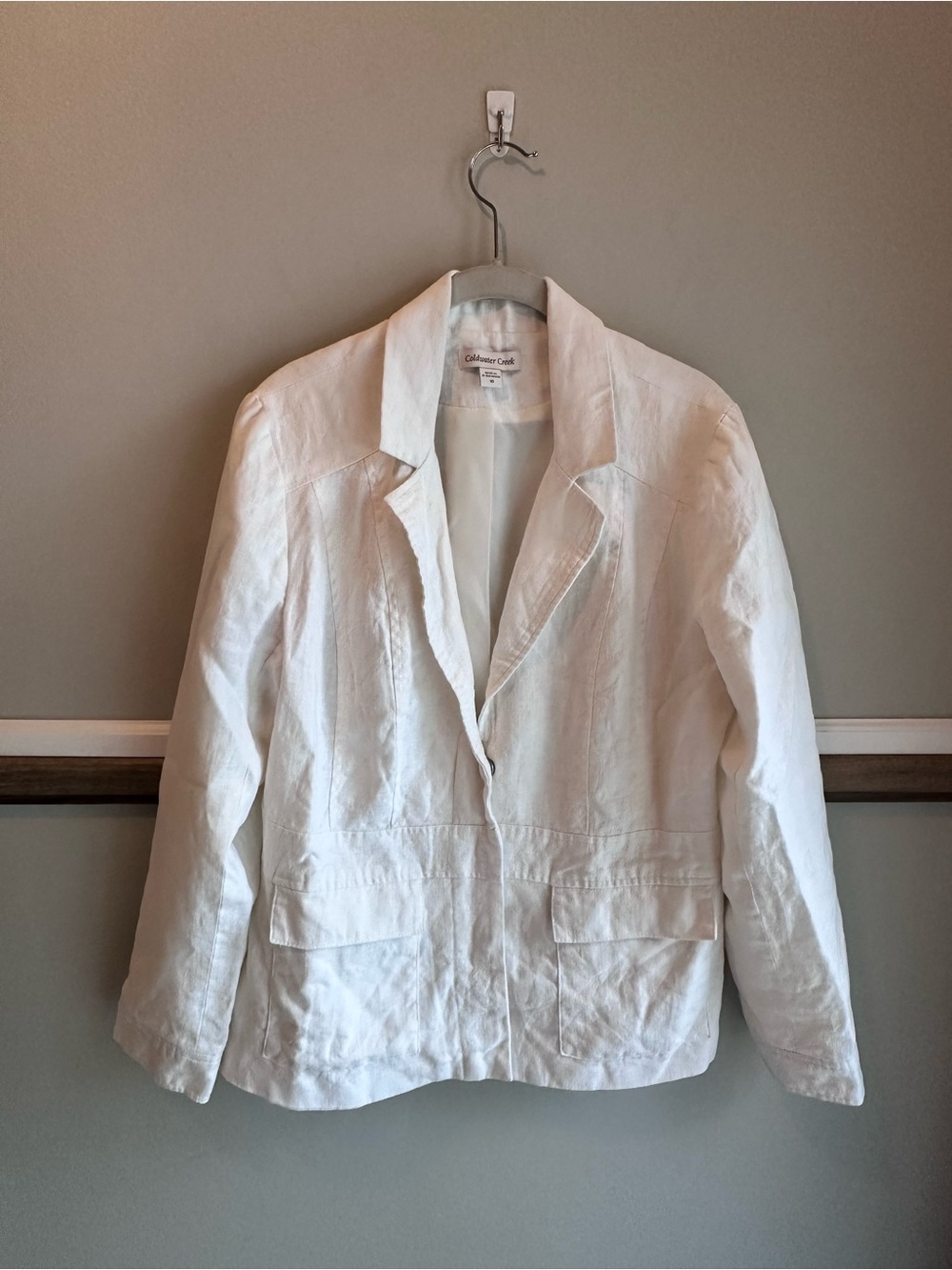 Coldwater Creek White Linen Blazer Jacket